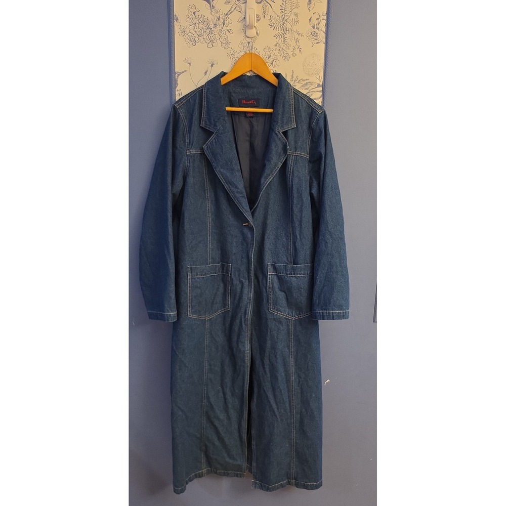 Vintage dark denim womens trench jackets plus size 1x
